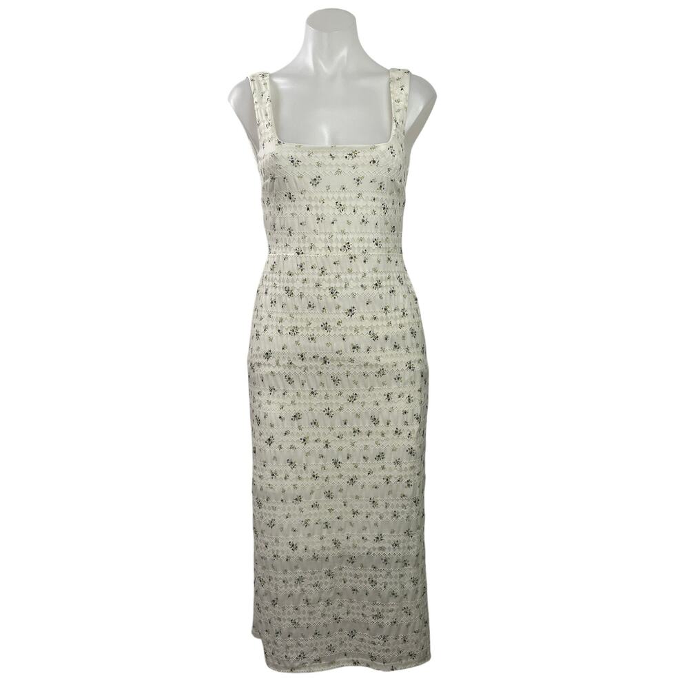Demetra For Aeropostale White Floral Lace Sleeveless Midi Bodycon Dress Size S
